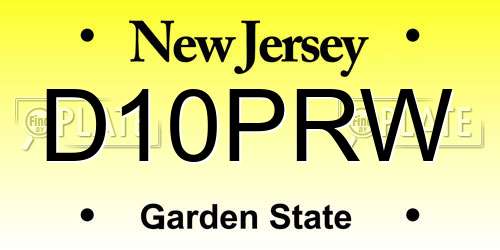 D10PRW New Jersey License Plate