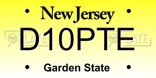 D10PTE New Jersey License Plate