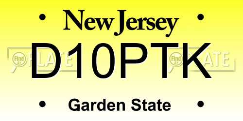 D10PTK New Jersey License Plate