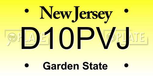 D10PVJ New Jersey License Plate