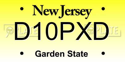 D10PXD New Jersey License Plate