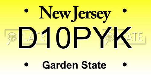 D10PYK New Jersey License Plate