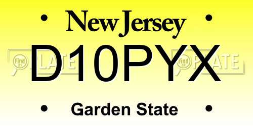 D10PYX New Jersey License Plate