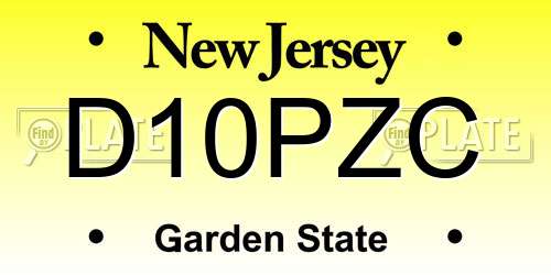 D10PZC New Jersey License Plate