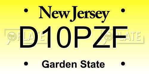 D10PZF New Jersey License Plate