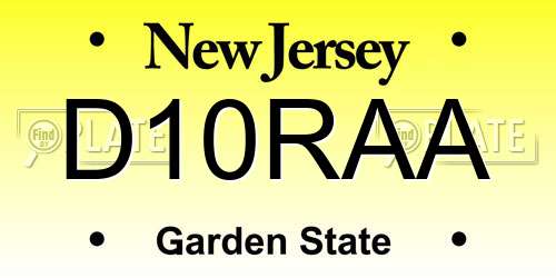 D10RAA New Jersey License Plate