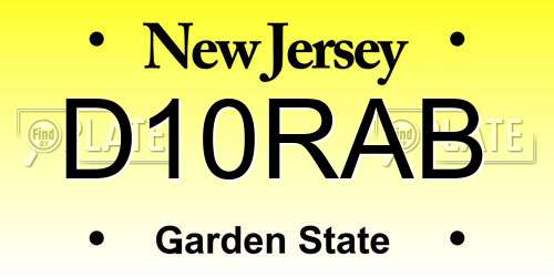 D10RAB New Jersey License Plate