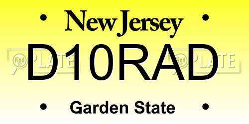 D10RAD New Jersey License Plate