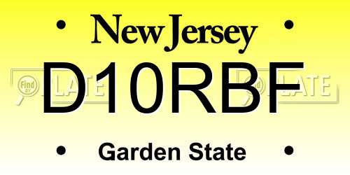 D10RBF New Jersey License Plate