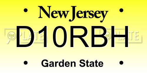 D10RBH New Jersey License Plate