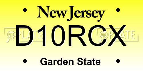 D10RCX New Jersey License Plate