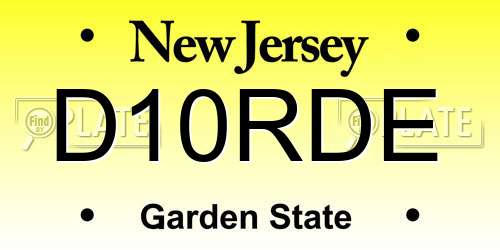 D10RDE New Jersey License Plate