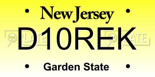 D10REK New Jersey License Plate
