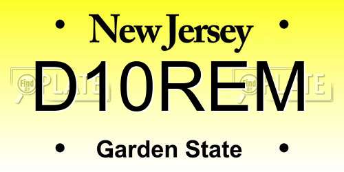 D10REM New Jersey License Plate