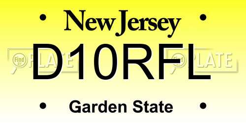 D10RFL New Jersey License Plate