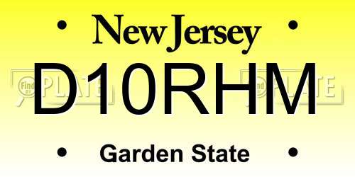 D10RHM New Jersey License Plate