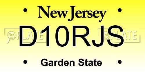 D10RJS New Jersey License Plate