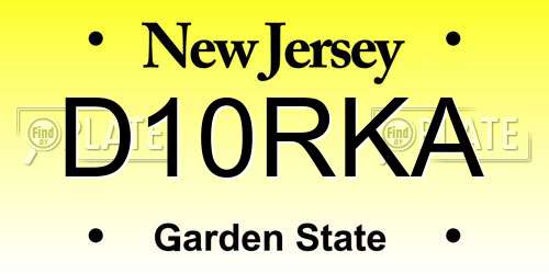 D10RKA New Jersey License Plate