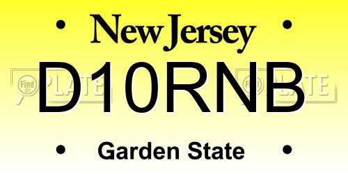 D10RNB New Jersey License Plate