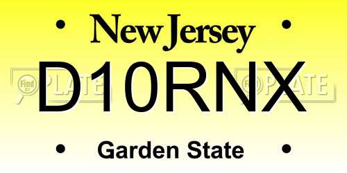 D10RNX New Jersey License Plate