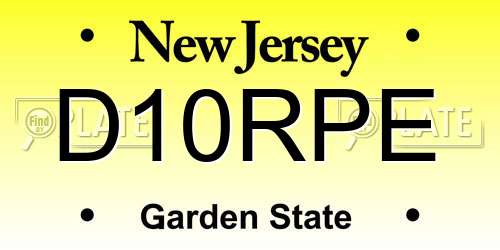 D10RPE New Jersey License Plate