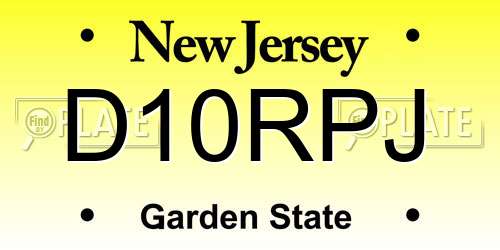 D10RPJ New Jersey License Plate