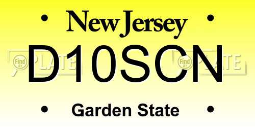 D10SCN New Jersey License Plate