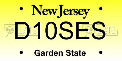 D10SES New Jersey License Plate