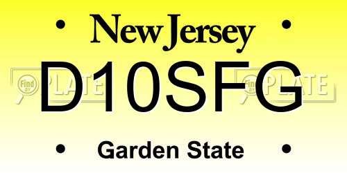 D10SFG New Jersey License Plate