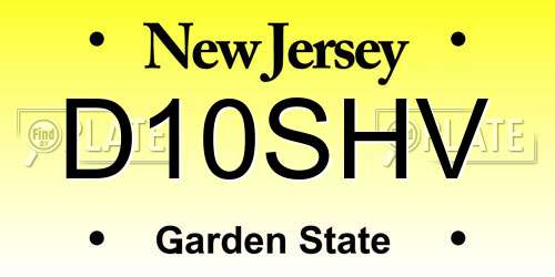 D10SHV New Jersey License Plate