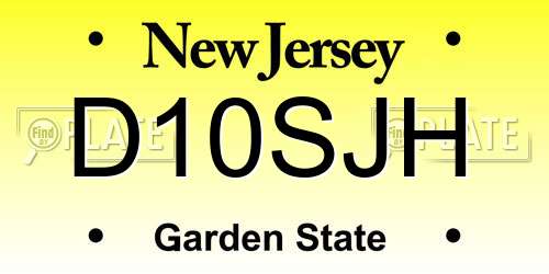 D10SJH New Jersey License Plate