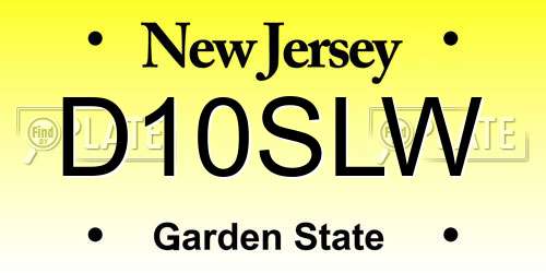D10SLW New Jersey License Plate