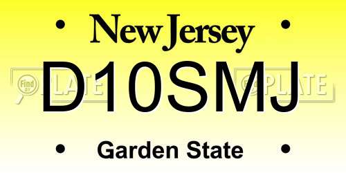 D10SMJ New Jersey License Plate