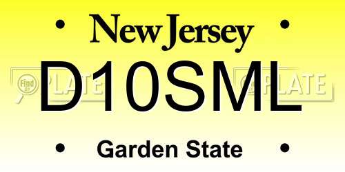 D10SML New Jersey License Plate