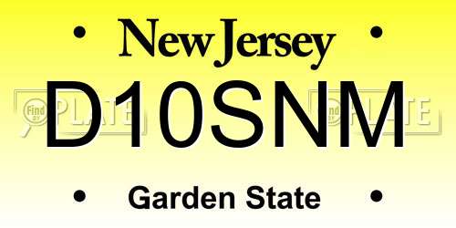 D10SNM New Jersey License Plate