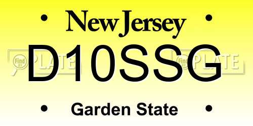 D10SSG New Jersey License Plate