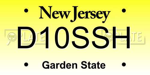 D10SSH New Jersey License Plate