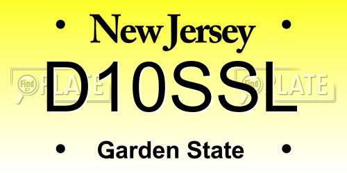 D10SSL New Jersey License Plate