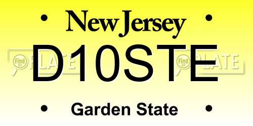 D10STE New Jersey License Plate