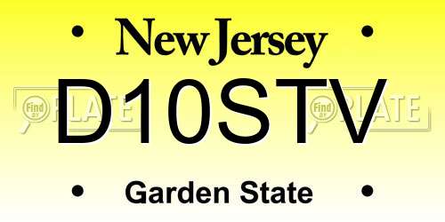 D10STV New Jersey License Plate