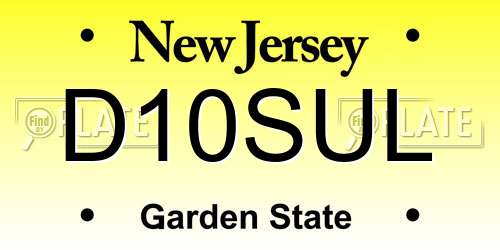 D10SUL New Jersey License Plate