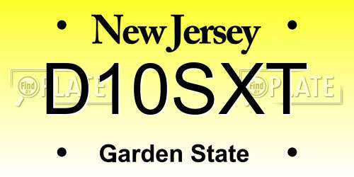 D10SXT New Jersey License Plate