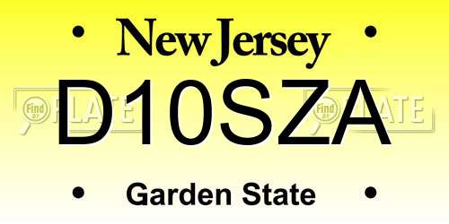 D10SZA New Jersey License Plate