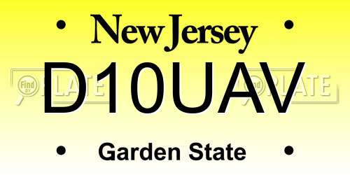 D10UAV New Jersey License Plate