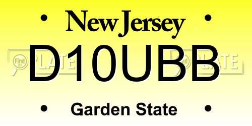 D10UBB New Jersey License Plate