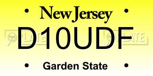 D10UDF New Jersey License Plate