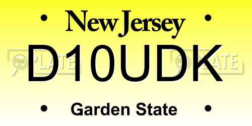 D10UDK New Jersey License Plate