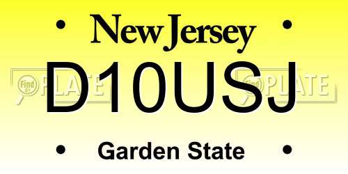 D10USJ New Jersey License Plate
