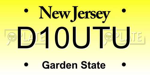 D10UTU New Jersey License Plate