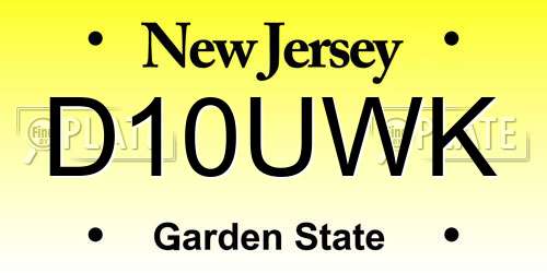 D10UWK New Jersey License Plate